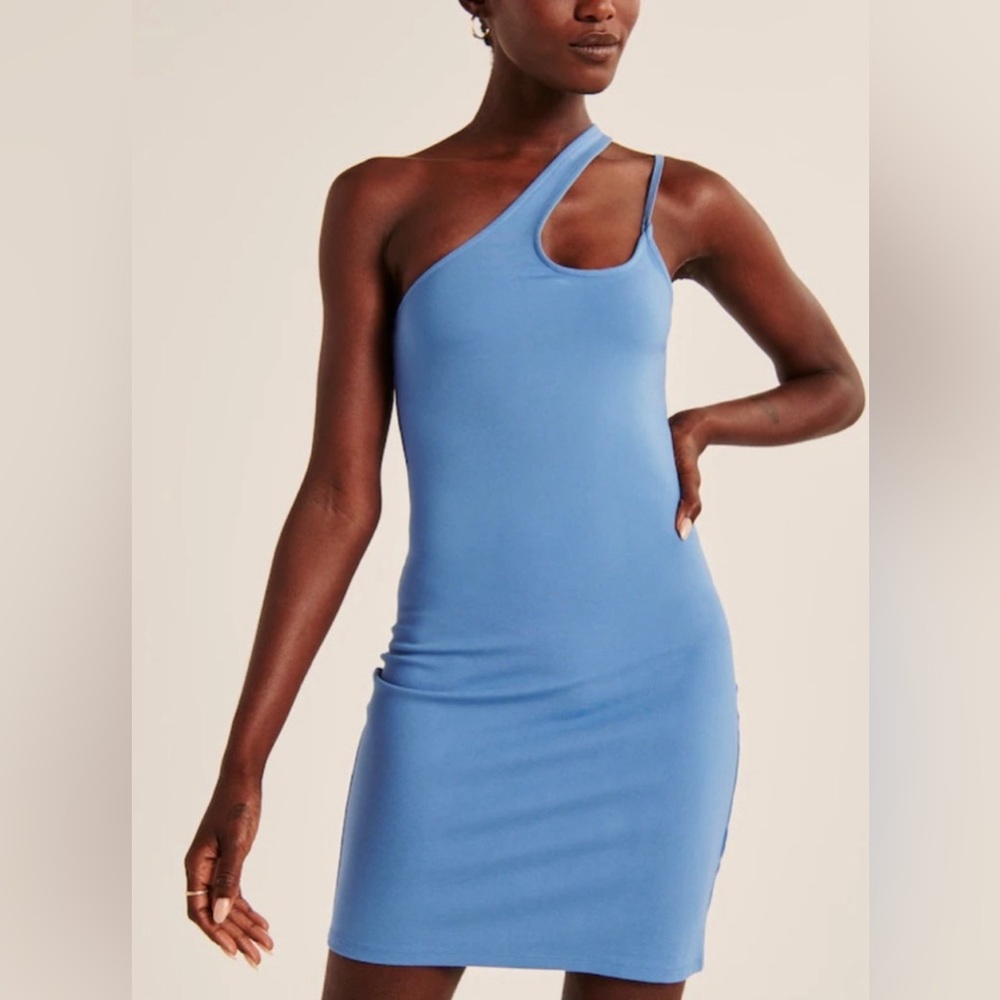 Abercrombie & Fitch Asymmetrical One-Shoulder Blue Dress